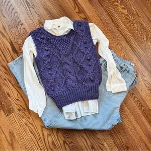 Vintage Lady Ballymoor Hand-knit Sweater Vest / Sweater Tank - Purple